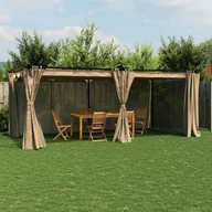 Altany ogrodowe - Altana ogrodowa z zasłonami, kolor taupe, 6x3 m, stal - miniaturka - grafika 1