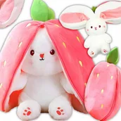 Maskotki i pluszaki - PLUSZAK MASKOTKA KRÓLIK TRUSKAWKA PRZYTULANKA 3W1 30CM WIELKANOC - miniaturka - grafika 1