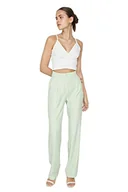 Spodnie damskie - Trendyol Damskie spodnie z szerokimi nogawkami z wysokim stanem, Miętowy, 62 - miniaturka - grafika 1