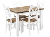 Stoły z krzesłami - Zestaw stół z krzesłami dla 4 osób biały, dąb lefkas Z055 - miniaturka - grafika 1