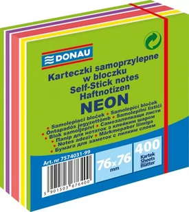 Donau Kostka samoprzylepna 76x76 mm 1x400 kart neon-pastel mix zielony - Etykiety samoprzylepne i bloki etykiet - miniaturka - grafika 1