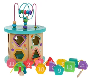 Drewniana multikostka edukacyjna 4w1 dla dzieci- sorter przeplatanka planszówka - Zabawki interaktywne dla dzieci - miniaturka - grafika 3