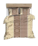 Pościel - Pościel z kory 180x200 brązowe beżowe pionowe pasy - miniaturka - grafika 1