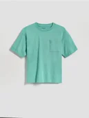 Koszulki dla chłopców - Reserved - Bawełniany t-shirt - jasnoturkusowy - miniaturka - grafika 1