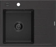Zlewozmywaki - Mexen Ben zlewozmywak granitowy 1-komorowy z ociekaczem prawy 600 x 500 mm czarny/srebrny metalik syfon czarny - 6523605000-73-B - miniaturka - grafika 1