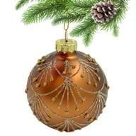 Bombki - SZKLANA BOMBKA MIEDZIANA MATOWA ZŁOTY BULION - miniaturka - grafika 1