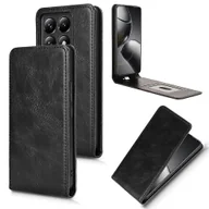 Etui i futerały do telefonów - Pionowe skórzane etui na telefon z klapką do Xiaomi 14T Czarny - miniaturka - grafika 1