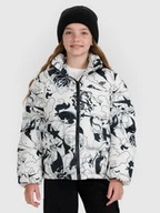 Kurtki i płaszcze dla dziewczynek - 4F Kurtka puchowa z wypełnieniem syntetycznym dziewczęca - biała 122 (6-7 lat) - miniaturka - grafika 1