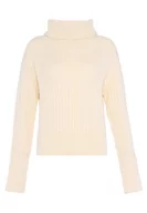 Swetry damskie - Libbi Blonda damski sweter z golfem w stylu leniwym, wąski sweter akrylowy wełniany biały, rozmiar M/L, biały (wollweiss), M - miniaturka - grafika 1