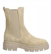 Botki damskie - TAMARIS BEŻOWE BOTKI Z ZAMSZU NA PLATFORMIE ZA KOSTKĘ 42 J3A - miniaturka - grafika 1