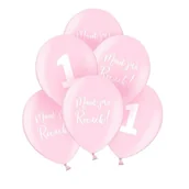 Baby shower i roczek - Balony mam już roczek, dwustronne, różowe 30cm, 6szt - miniaturka - grafika 1