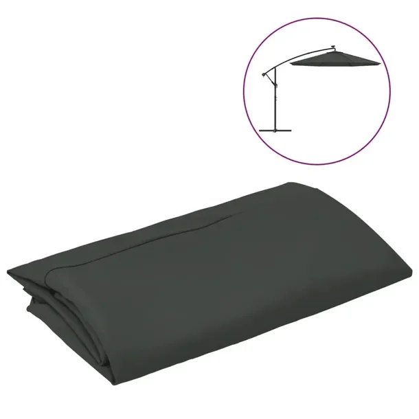 Zamienna czasza parasola ogrodowego UV, antracyt, 300 cm, 8 żeber