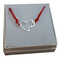 Bransoletki - Srebrna bransoletka sznurkowa serce nieskończoność - miniaturka - grafika 1