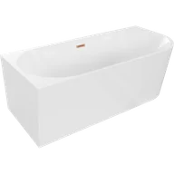 Wanny - Mexen Mia wanna wolnostojąca narożna lewa 140 x 75 cm, biała, przelew miedź szczotkowana - 52691407500L-65 - miniaturka - grafika 1