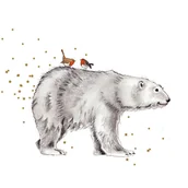 Kartki okolicznościowe i zaproszenia - Karnet złocony KW Niedźwiedź i ptaszki - Clear Creations - miniaturka - grafika 1