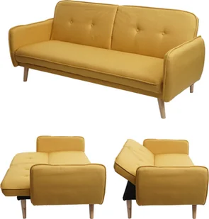 Sofa rozkładana HWC-J18, kanapa rozkładana sofa rozkładana sofa rozkładana sofa dla gości, funkcja spania tkanina/tekstylia 185cm ~ żółty - Sofy i kanapy - miniaturka - grafika 1