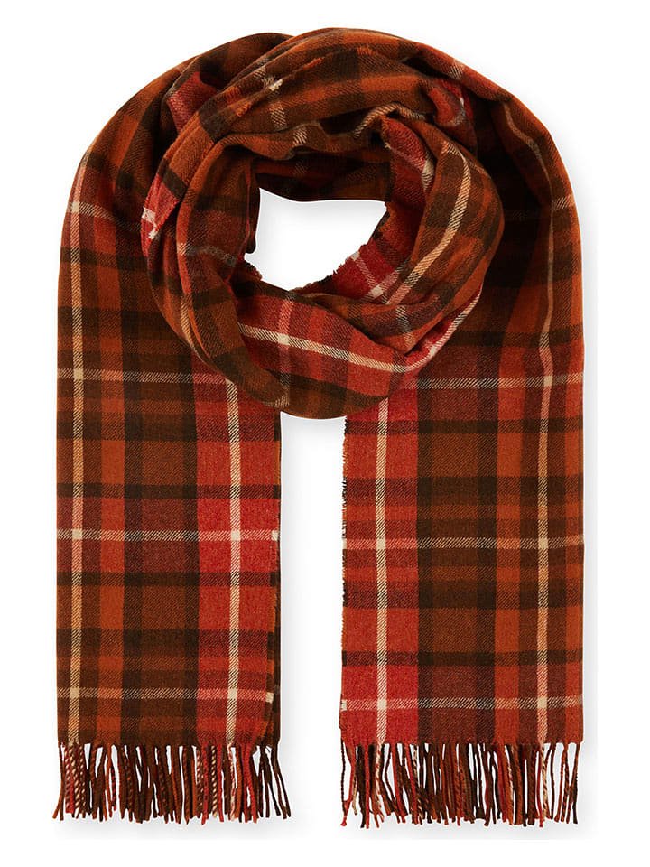 Lanerossi Wełniany szal w kolorze czerwono-pomarańczowym - 200 x 65 cm