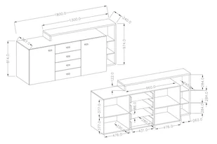 Komoda dwudrzwiowa z szufladami i nadstawką Bota 27 - czarny supermat - Komody - miniaturka - grafika 6