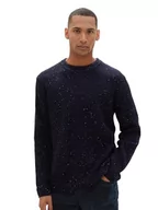 Swetry męskie - TOM TAILOR sweter męski, 34146 - Sky Captain Multicolor Neps, L - miniaturka - grafika 1