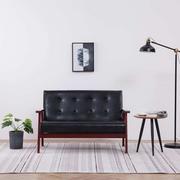 Sofy i kanapy - vidaXL 2-osobowa sofa, czarna, sztuczna skóra - miniaturka - grafika 1