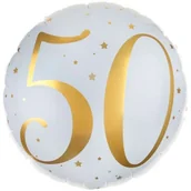 Balony i akcesoria - Santex Balon foliowy "50 Urodziny złote" SANTEX biały 14&quot CIR SX6236-50 - miniaturka - grafika 1