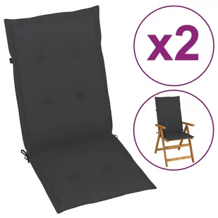 vidaXL Poduszki na krzesła ogrodowe, 2 szt., antracyt, 120x50x3 cm - Poduszki ogrodowe - miniaturka - grafika 1