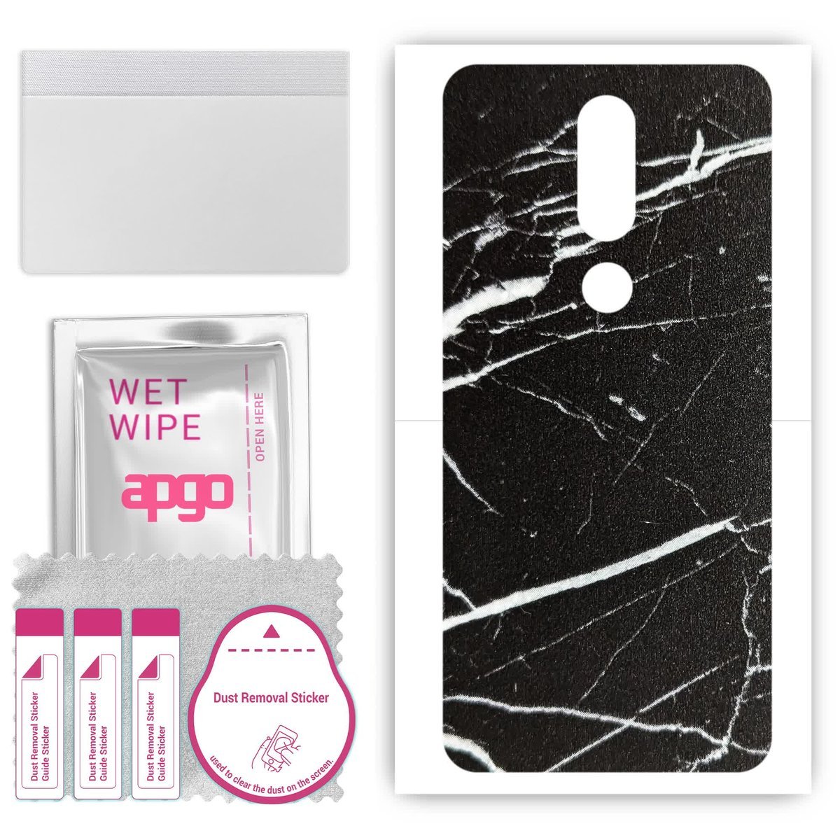 Folia naklejka skórka strukturalna na TYŁ do Nokia 5.1 - Marmur Ciemny - apgo SKINS