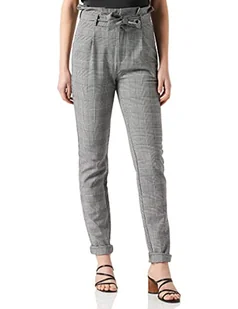 VERO MODA Damskie spodnie rekreacyjne Vmeva Hr L Paperbag Check P Ga Tall Noos, Grey/Checks:white, 36-S-L - Spodnie damskie - miniaturka - grafika 1