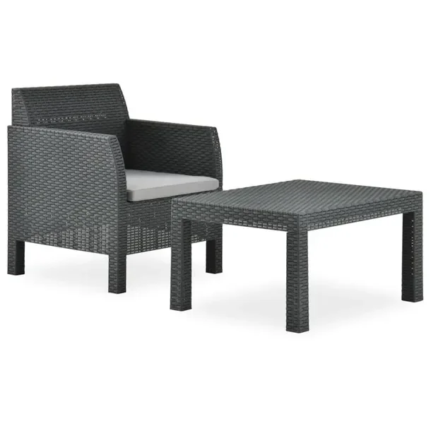 Zestaw Mebli Ogrodowych z Polipropylenu Antracytowy, Stół 58x58x41 cm, Kr