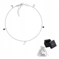 Bransoletki - Bransoletka na Nogę srebro pr. 925 Elegancka Rodowana SERDUSZKA dla Niej - miniaturka - grafika 1