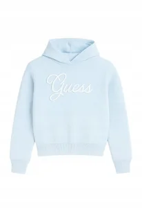 GUESS BLUZA DZIECIĘCA Z KAPTUREM ZHAFTOWANE LOGO BŁĘKITNA 88-94 GMA - Bluzy dla dziewczynek - miniaturka - grafika 1