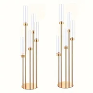 Inne - TEMU Rekwizyty Ślubne - Żelazny Świecznik z Pozłacanym Elektroplaterowanym Złotem, Dekoracja Stołu na Wesele i Imprezę Domową - miniaturka - grafika 1