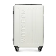 Walizki - Duża walizka z ABS-u z tłoczonym logo biała - miniaturka - grafika 1