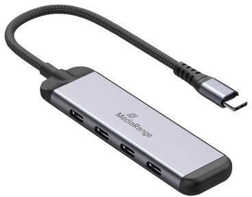 HUB USB MediaRange USB-HUB 4-Port 3x USB-C 3.2 / 1x USB-C PD srebrny MRCS512