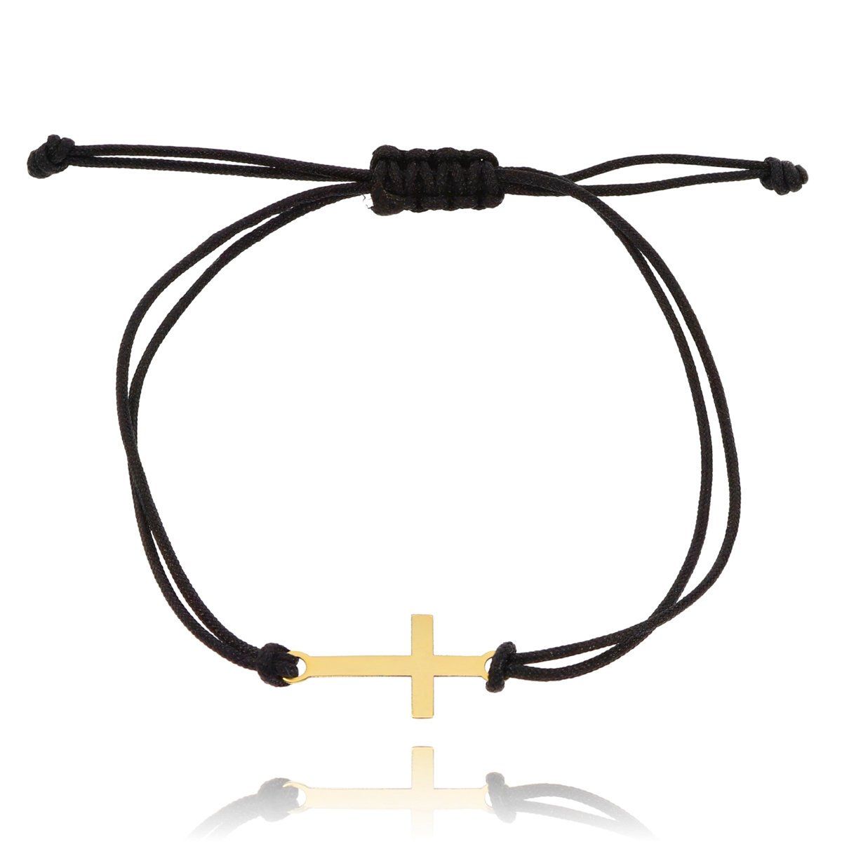 Bransoletka sznurek czarny krzyżyk pr. 585