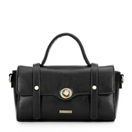 Torebki damskie - Damska listonoszka z ozdobnym zapięciem czarna - miniaturka - grafika 1