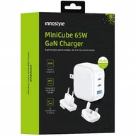 Kable USB - INNOSTYLE MINI CUBE MOCNA SZYBKA ŁADOWARKA GAN PODRÓŻNA EU US UK AU 3X USB USB-C 65W BIAŁA - miniaturka - grafika 1