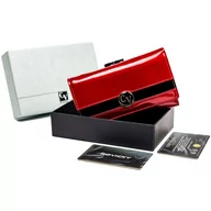 Portfele - Lakierowany Portfel Damski Ze Skóry Naturalnej 4U Cavaldi, Czerwony - miniaturka - grafika 1