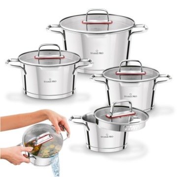 Zestaw Garnków Indukcja Stalowe z Pokrywką Starke Pro Speziale 16/18/20/24