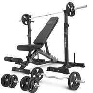 Ławki treningowe - Zestaw MS34_2.0_83KG | Ławka dwustronna + wielopoziomowe stojaki (2 sztuki) pod sztangę z asekuracją  + zestaw gryfów i obciążeń 83kg - Marbo Sport - miniaturka - grafika 1