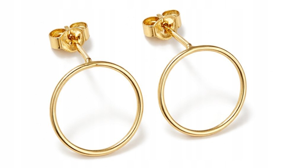 DAMSKIE ZŁOTE KOLCZYKI NA SZTYFT RING KÓŁECZKA 14 MM 8KT 333