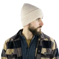 Czapki męskie - Wełniana czapka męska damska zimowa 100% wełna jasny beż - miniaturka - grafika 1