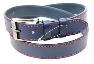 Pasek Męski Skórzany PAS-MAX (PL) Skóra Licowa EXTRA 40 mm Niebieski Z Czerwoną Nitką - Paski - miniaturka - grafika 12