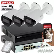 Zestawy do monitoringu - Monitoring domu 3 kamery IP Dahua 4MPx IPC-HFW2431S-S-0280B-S2 Starlight Analiza IVS - miniaturka - grafika 1