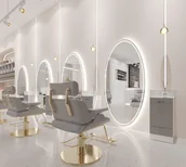 Meble fryzjerskie - Konsola konsoleta fryzjerska barberska kosmetyczna lustro LED 180x90 STD - miniaturka - grafika 1