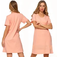 Bielizna nocna - Koszula Nocna Damska Bawełniana z Koronką Krótki Rękaw RÓŻOWY MORAJ 4XL - miniaturka - grafika 1