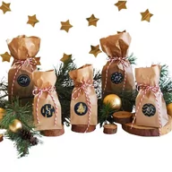 Ozdoby bożonarodzeniowe - Kalendarz Adwentowy - Torebki Papierowe Kraft - Naklejki Czarno Złote Czerwony Sznurek Diy - miniaturka - grafika 1