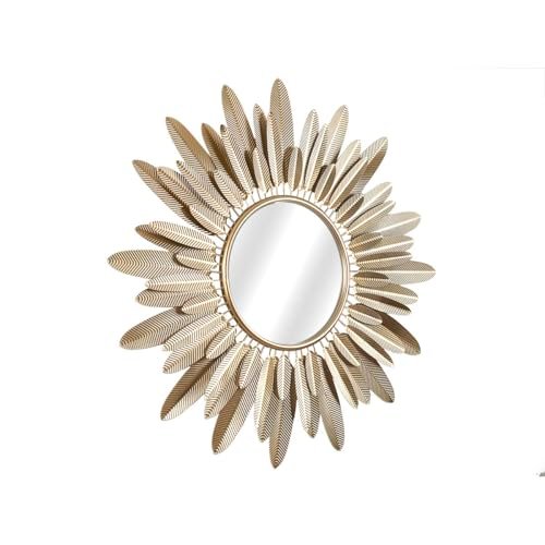 Romimex Złote metalowe lustro ścienne 90 x 80 x 4 cm okrągłe