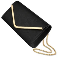 Torebki damskie - Kopertówka torebka wizytowa damska na ramie wieczorowa elegancka czarna - miniaturka - grafika 1