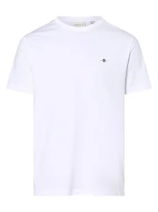 Gant T-shirt męski Mężczyźni Bawełna biały jednolity, S - Koszulki męskie - miniaturka - grafika 1